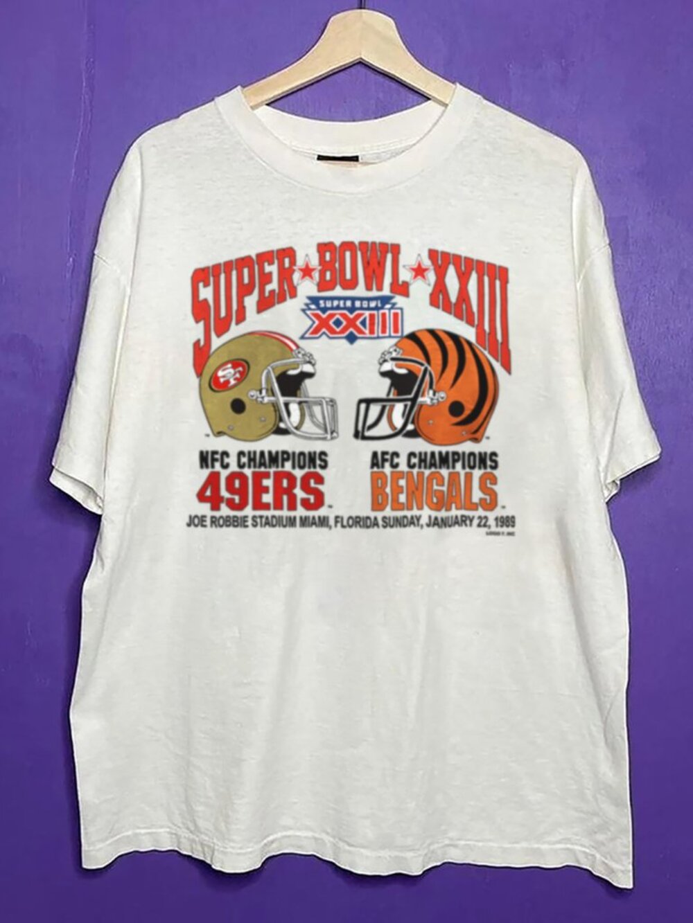 Vintage 1989 Super Bowl XXIII 49Ers Vs Bengals Shirt Tee, Retro Football Shirt